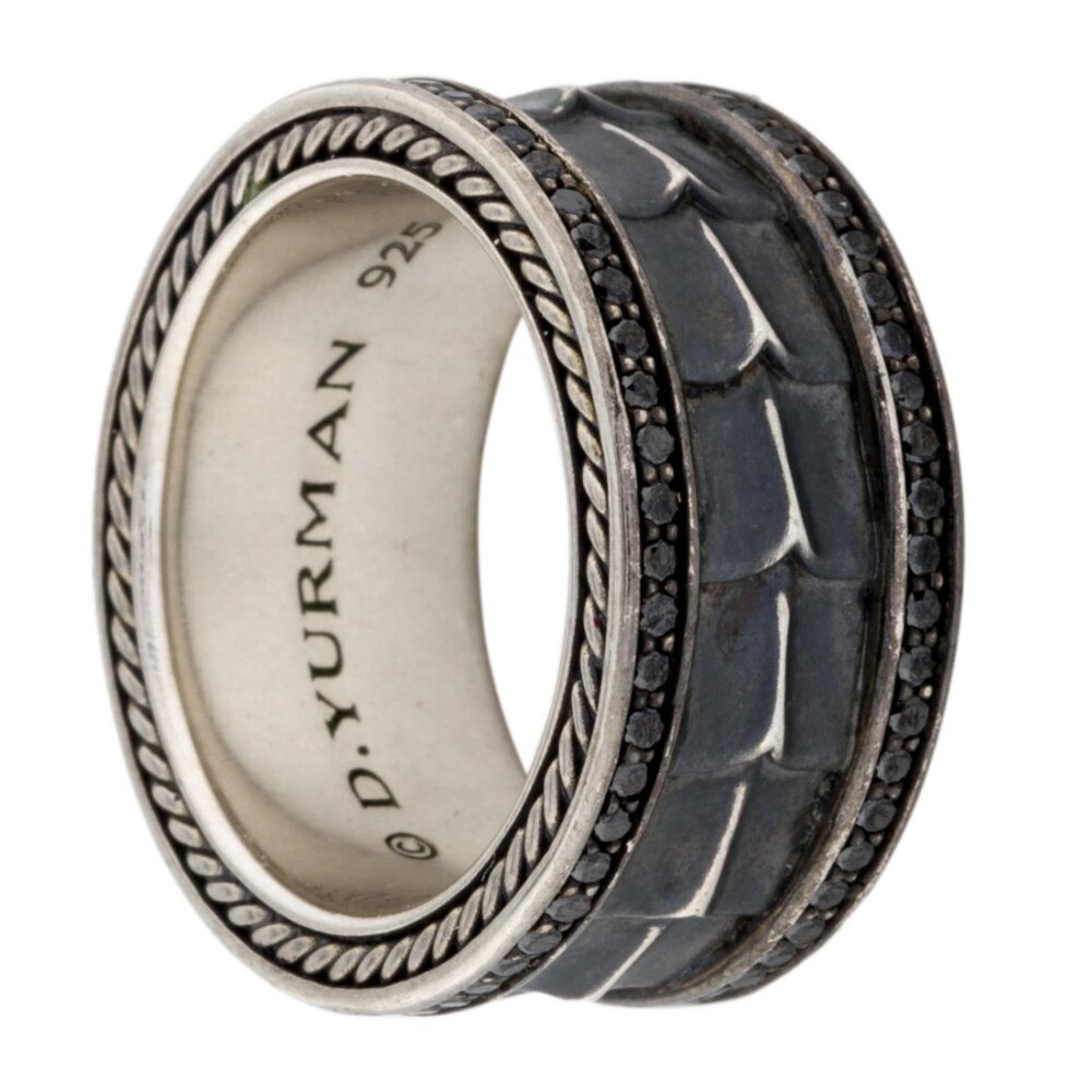 DAVID YURMAN STERLING SILVER 925 ARMORY DIAMOND BAND RING - Picture 4 of 9
